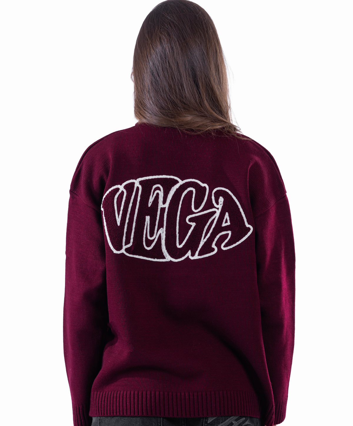 BURGUNDY VEGA EMBLEM KNIT