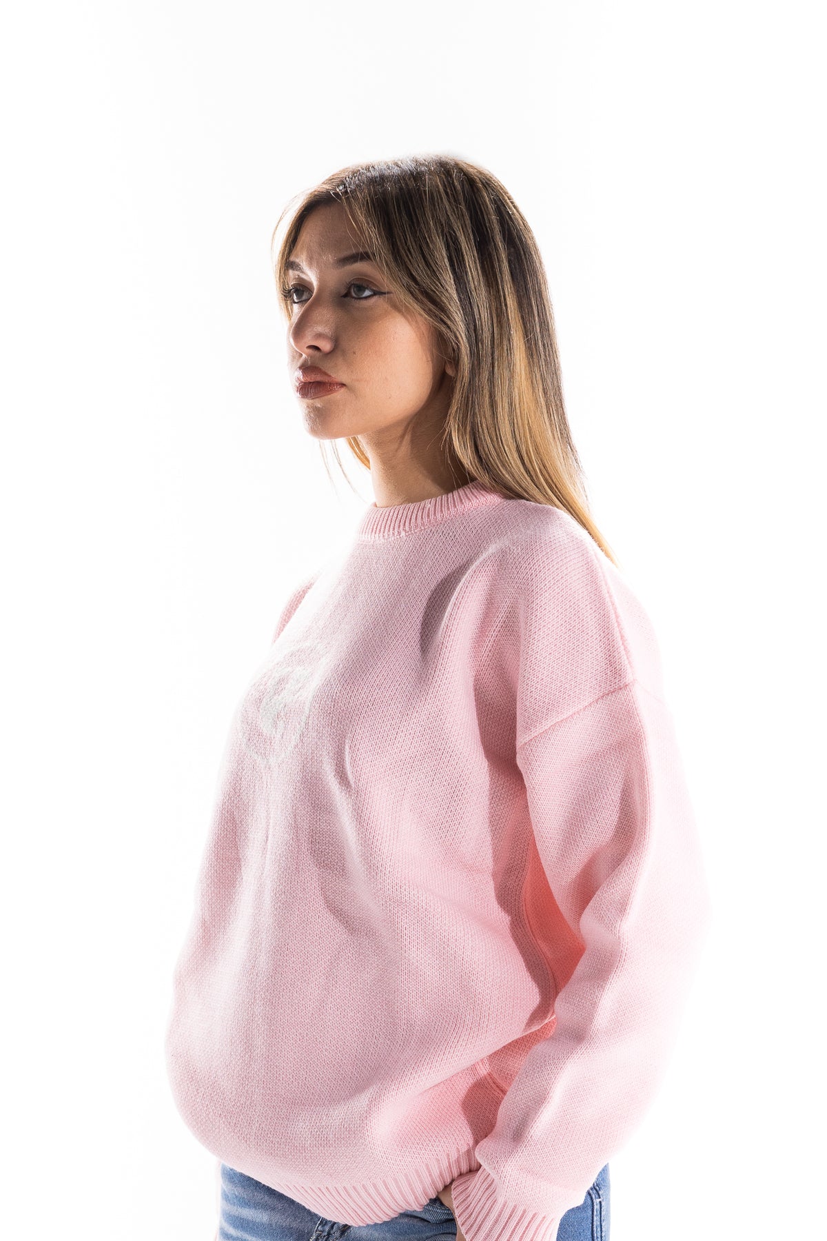 PINK LOGO SWEATER