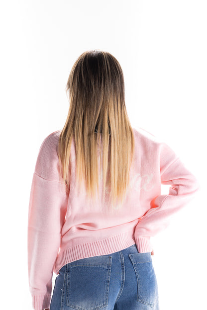 PINK LOGO SWEATER