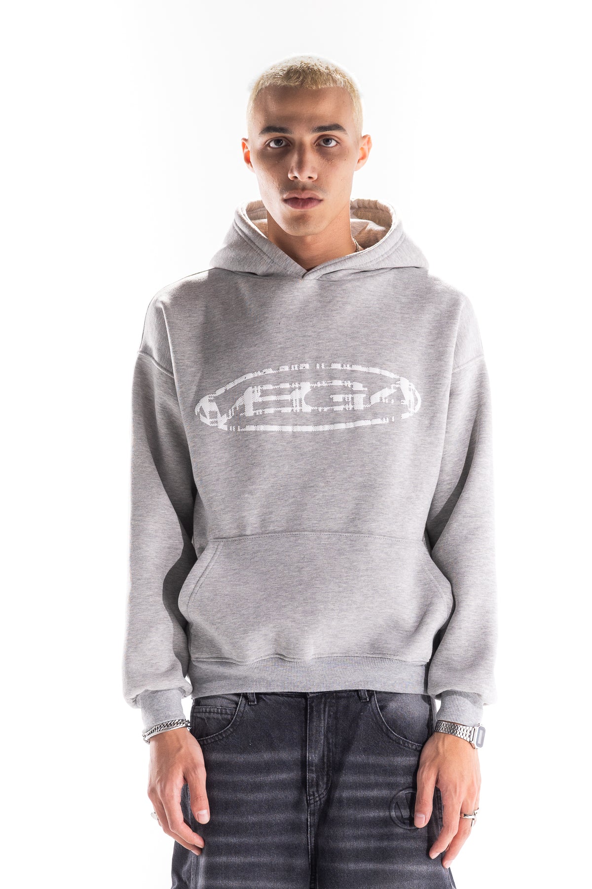 GREY OVAL HOODIE