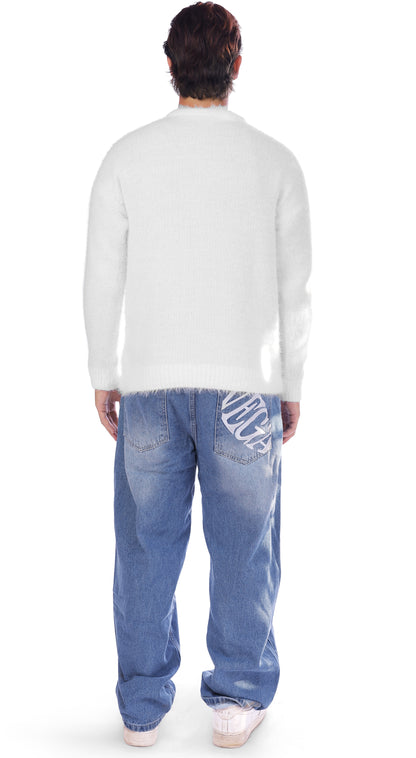 WHITE MOHAIR SWEATER