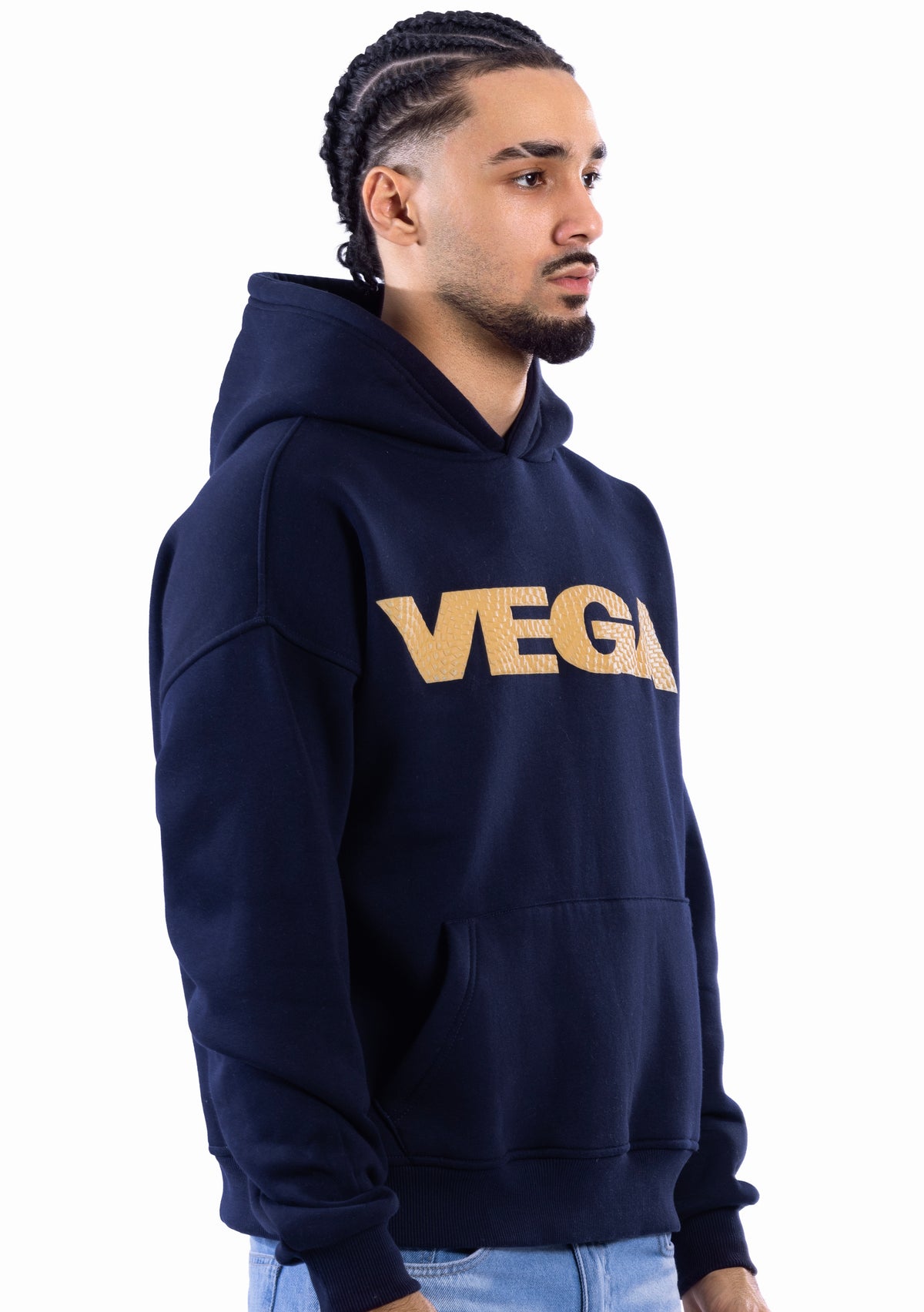 DARK BLUE VEGA TEXTURE HOODIE