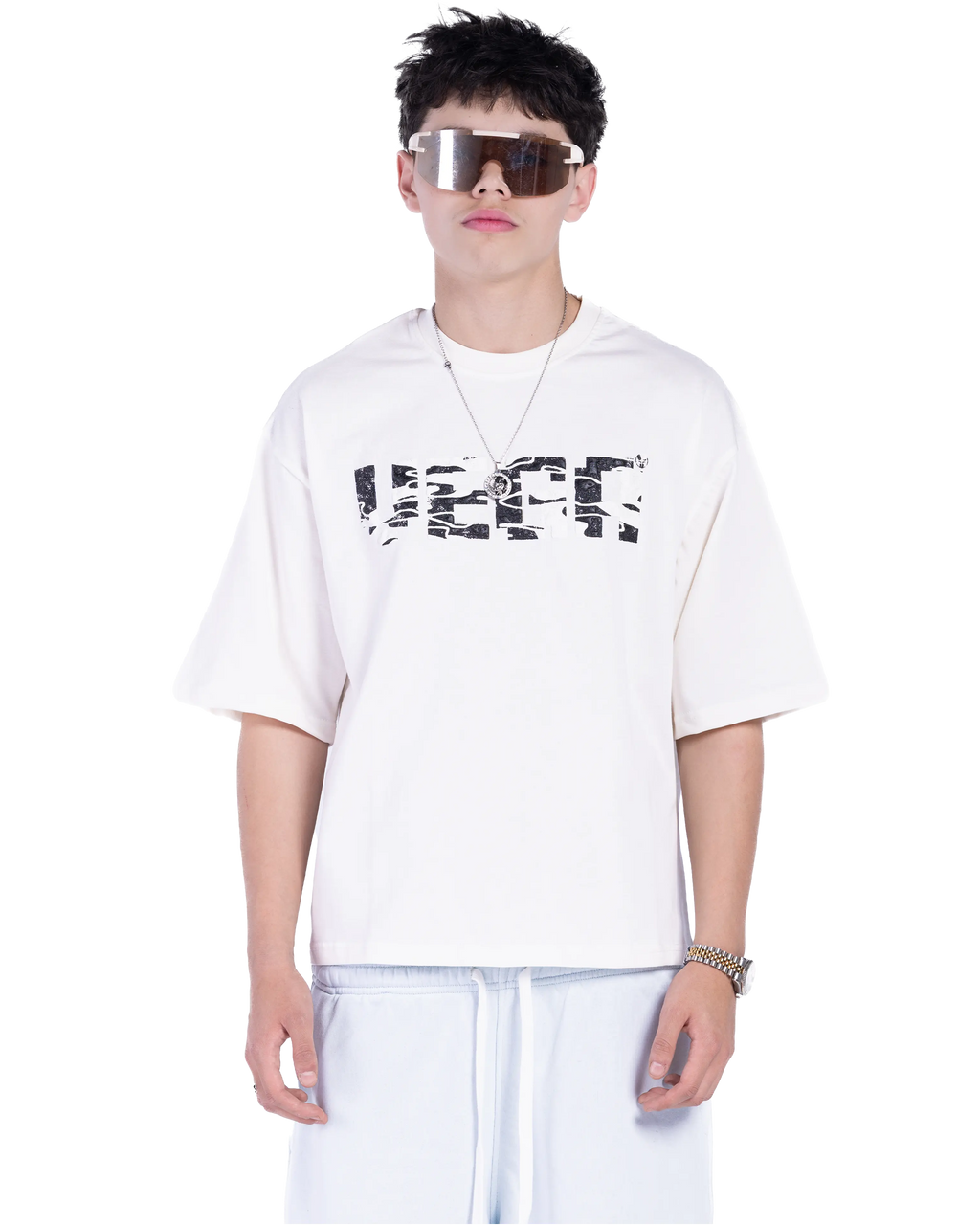 WHITE GLITCH MODE T-SHIRT