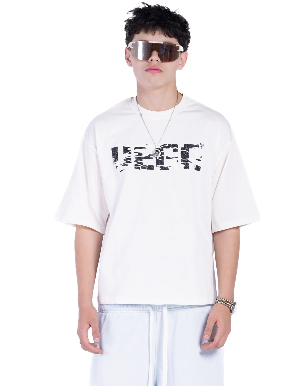 WHITE GLITCH MODE T-SHIRT