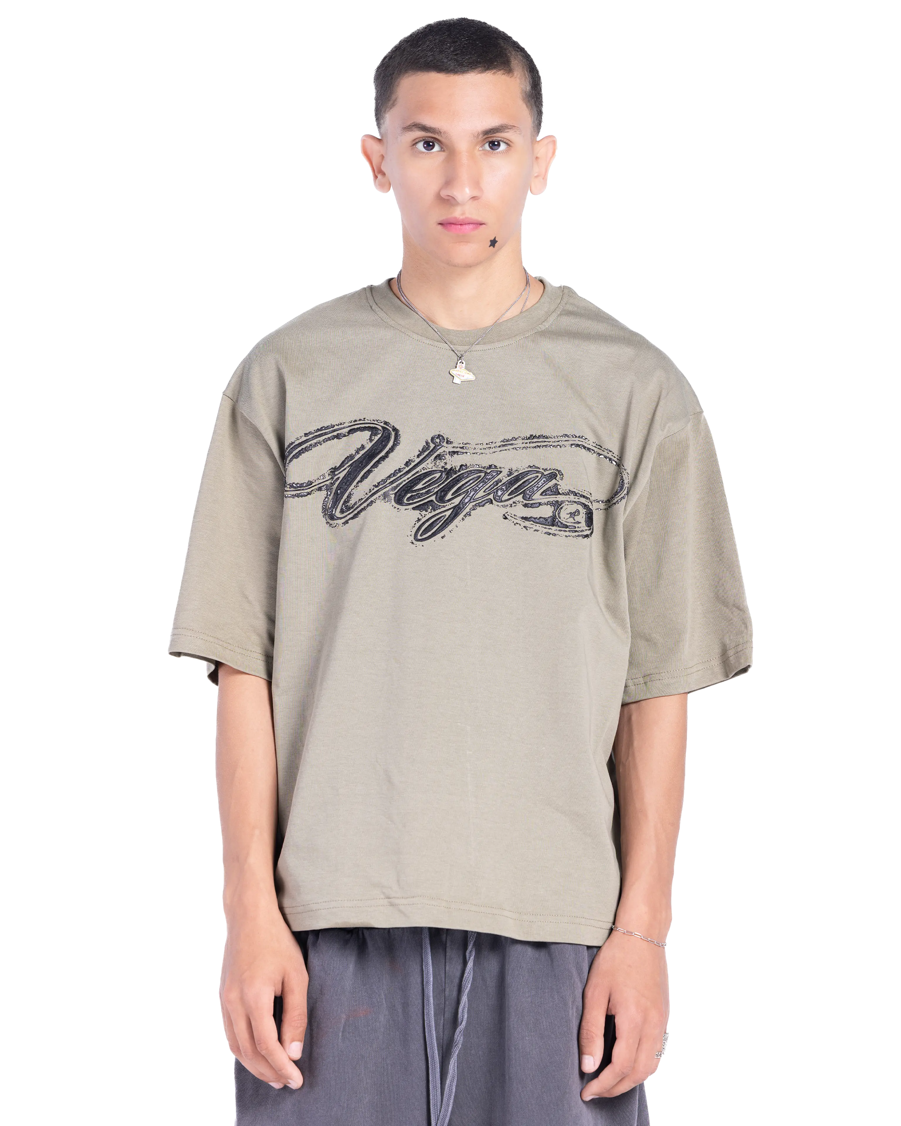 OLIVE INSCRIBED T-SHIRT