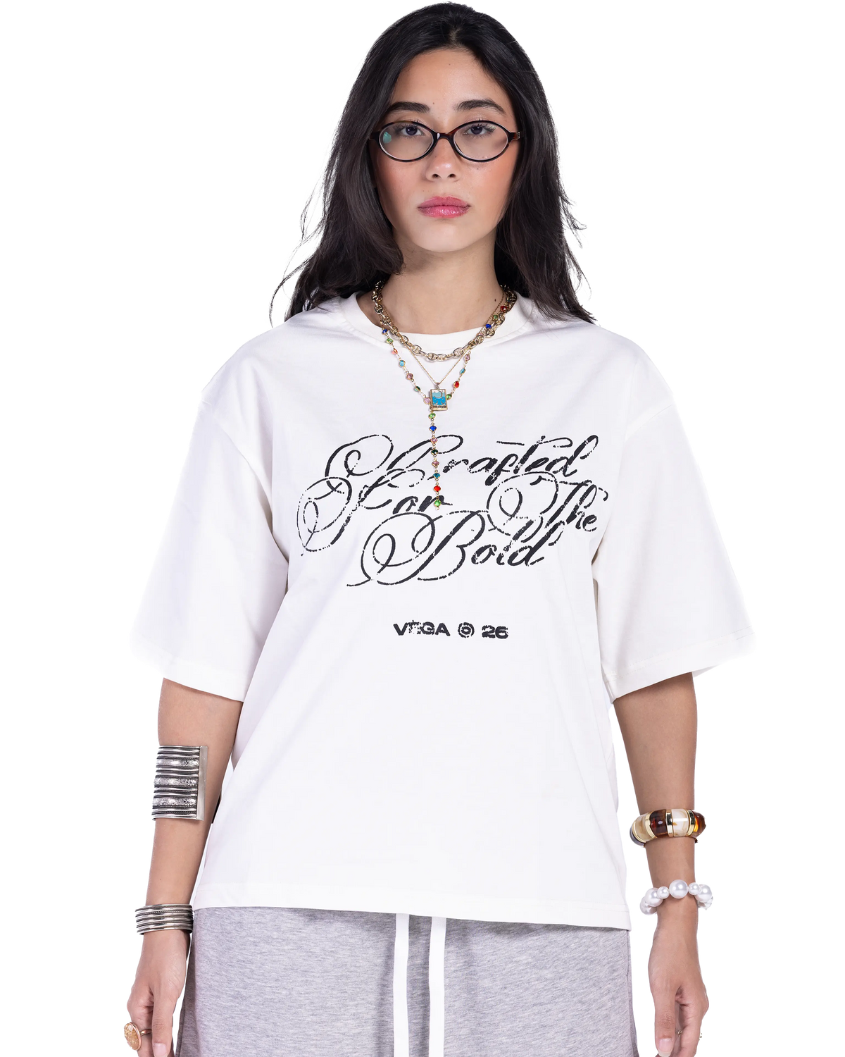 WHITE NOBLE SCRIPT T-SHIRT