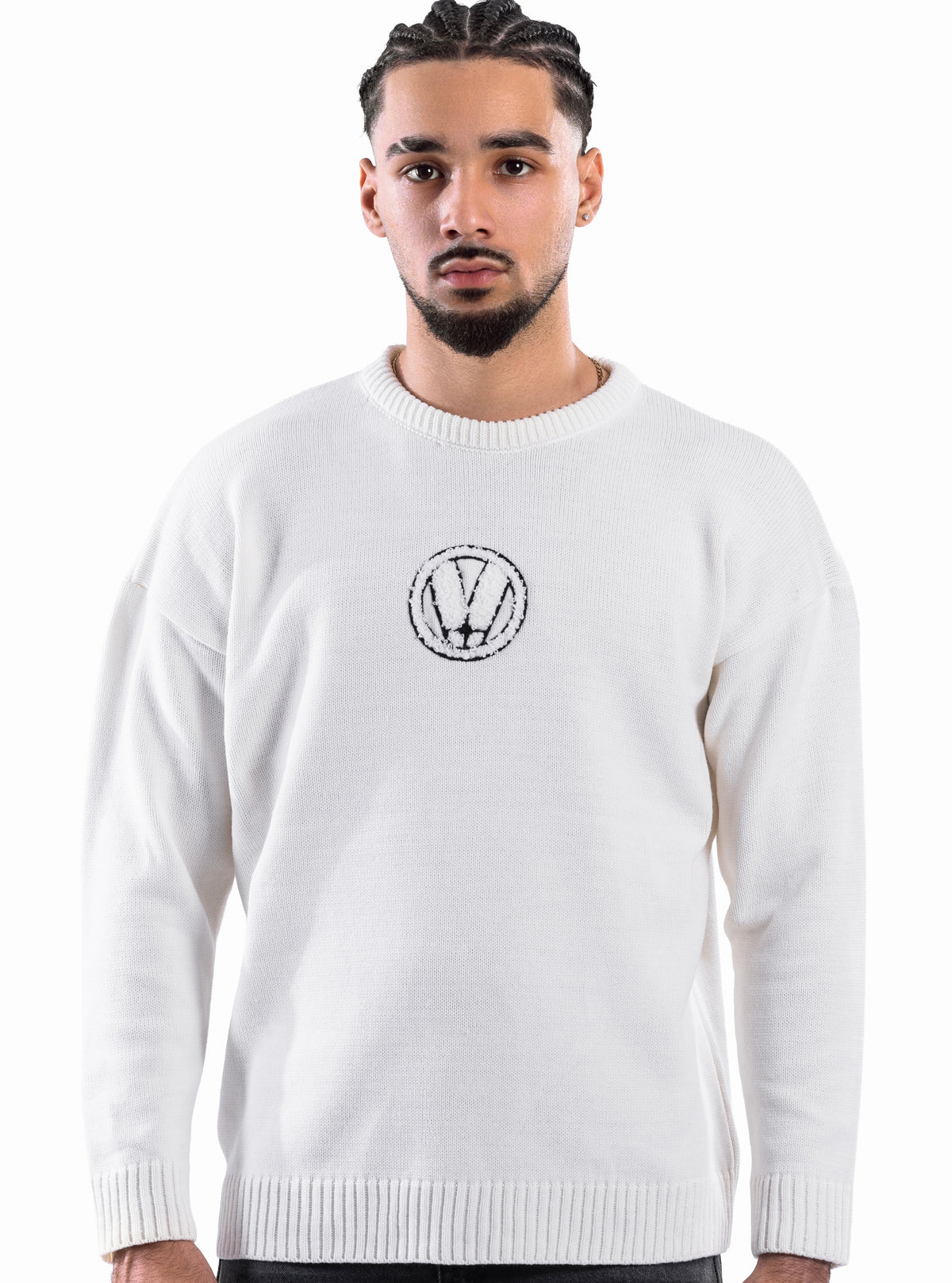 WHITE VEGA EMBLEM KNIT
