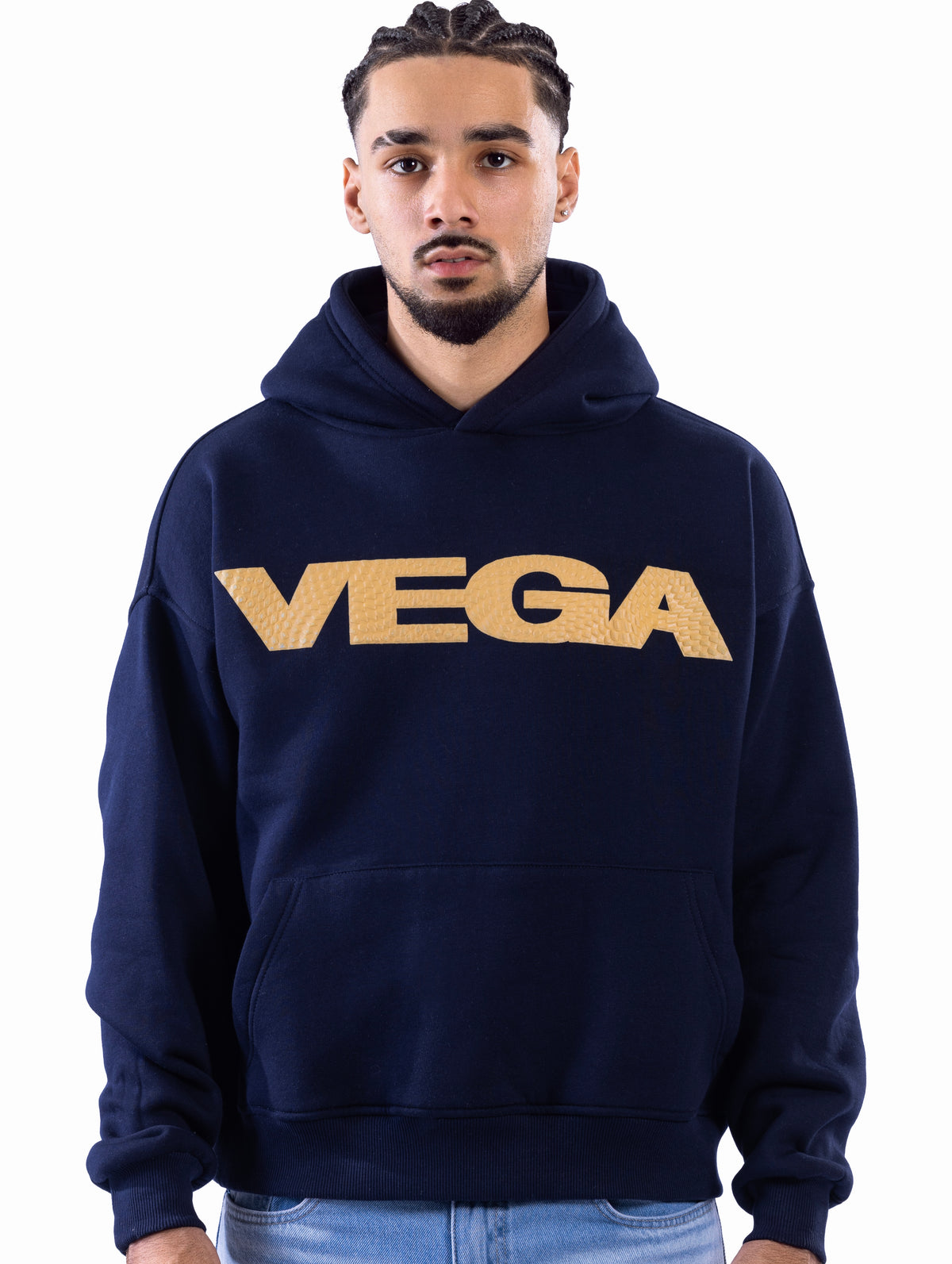 DARK BLUE VEGA TEXTURE HOODIE