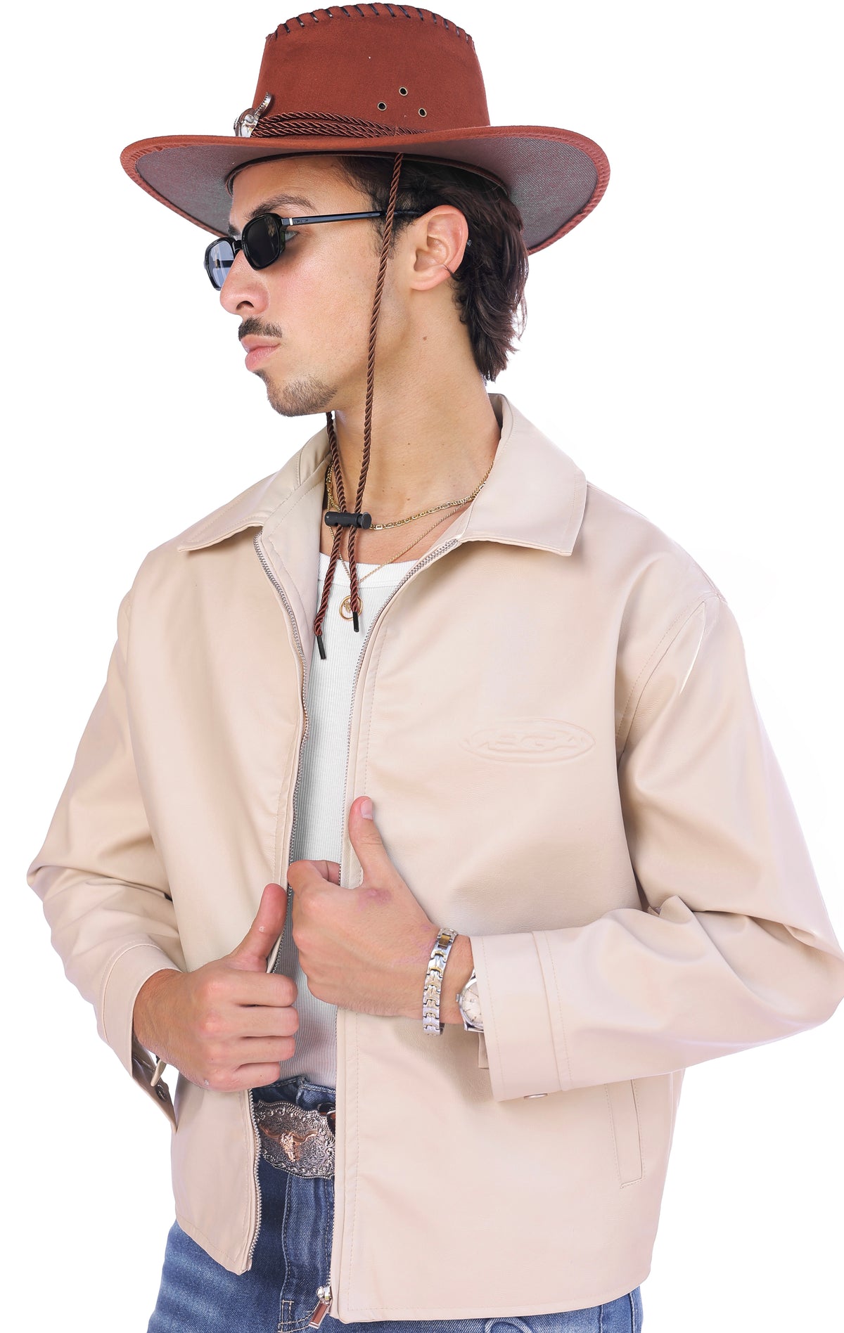 BEIGE JOE'S LEATHER JACKET