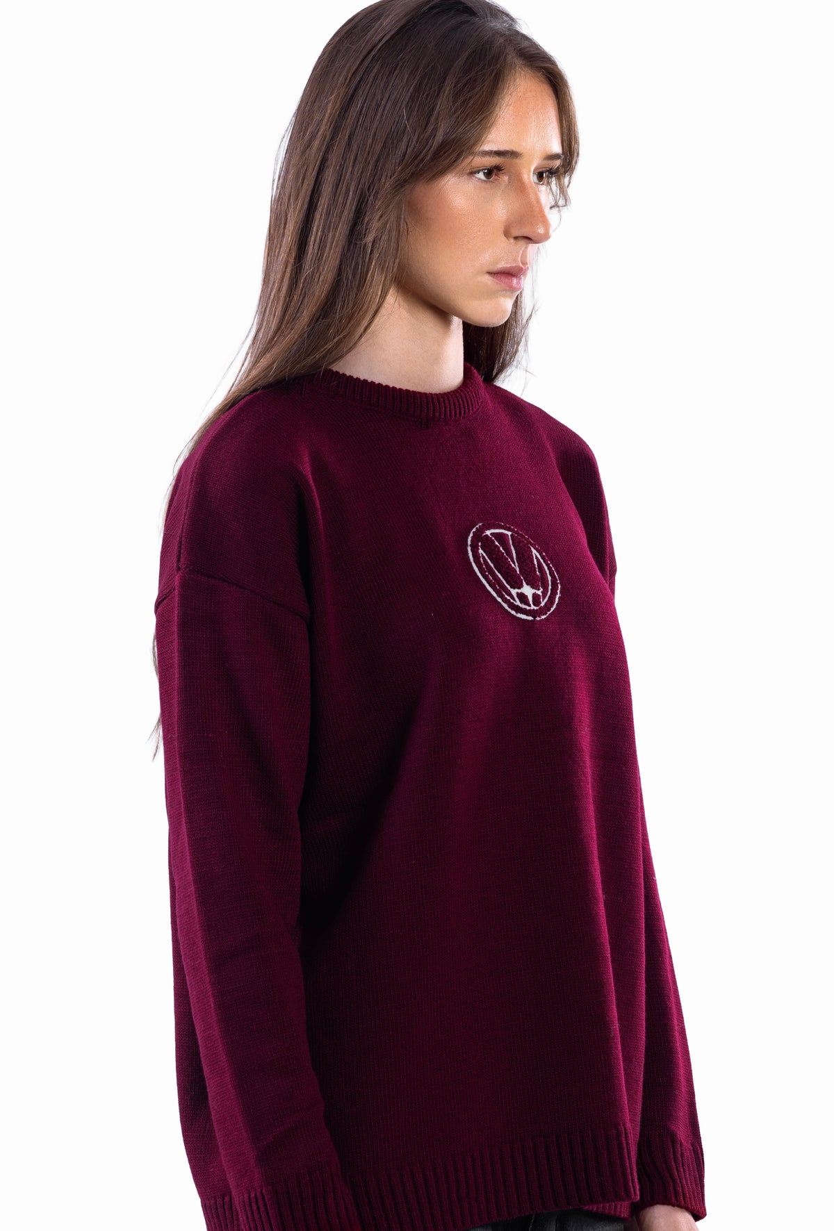BURGUNDY VEGA EMBLEM KNIT