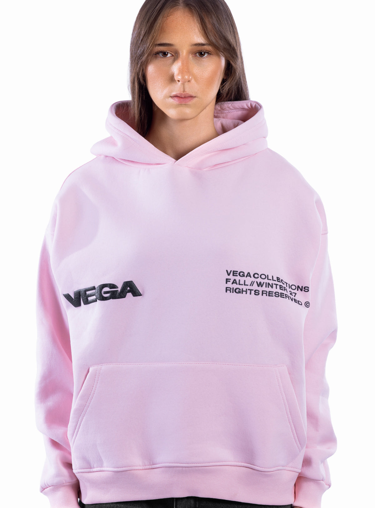 BABY PINK VEGA OUTLINE HOODIE