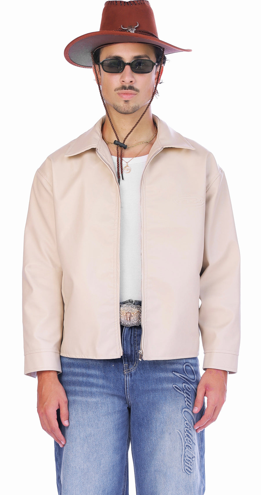 BEIGE JOE'S LEATHER JACKET