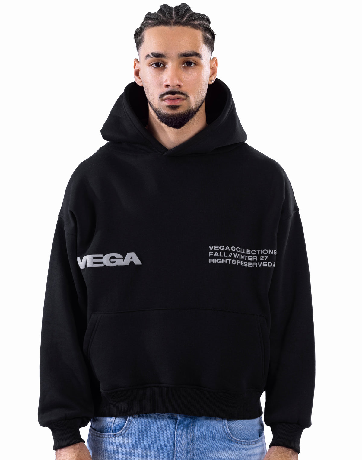 BLACK VEGA OUTLINE HOODIE