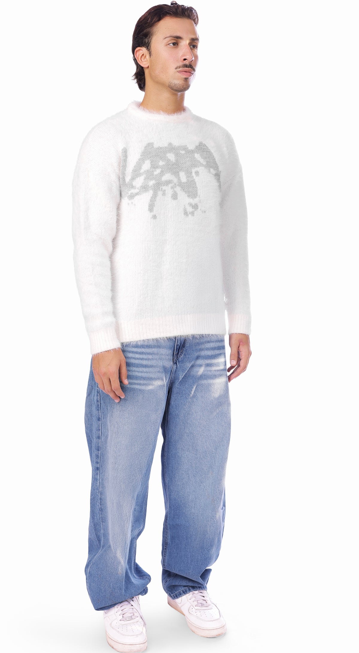 WHITE MOHAIR SWEATER