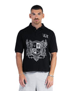 BLACK VARSITY POLO TEE
