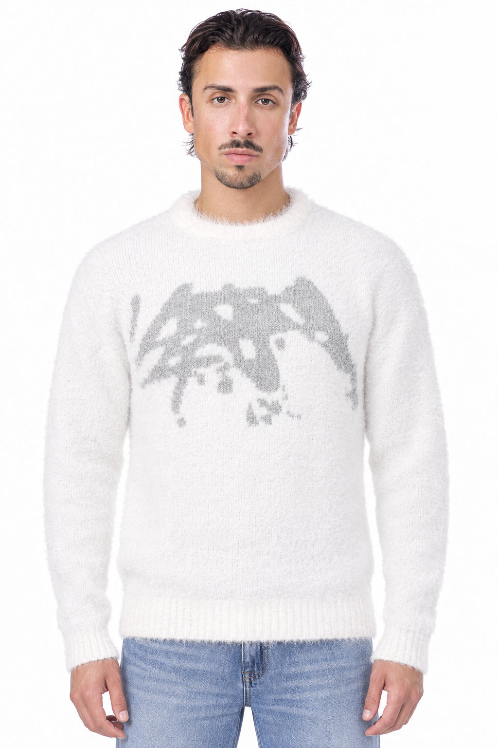 WHITE MOHAIR SWEATER