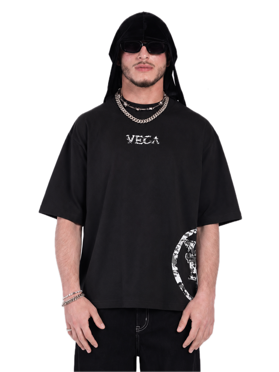 BLACK DISPLACED T-SHIRT