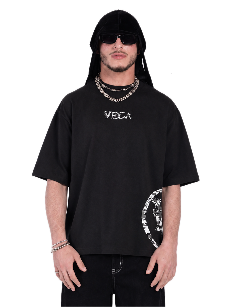 BLACK DISPLACED T-SHIRT