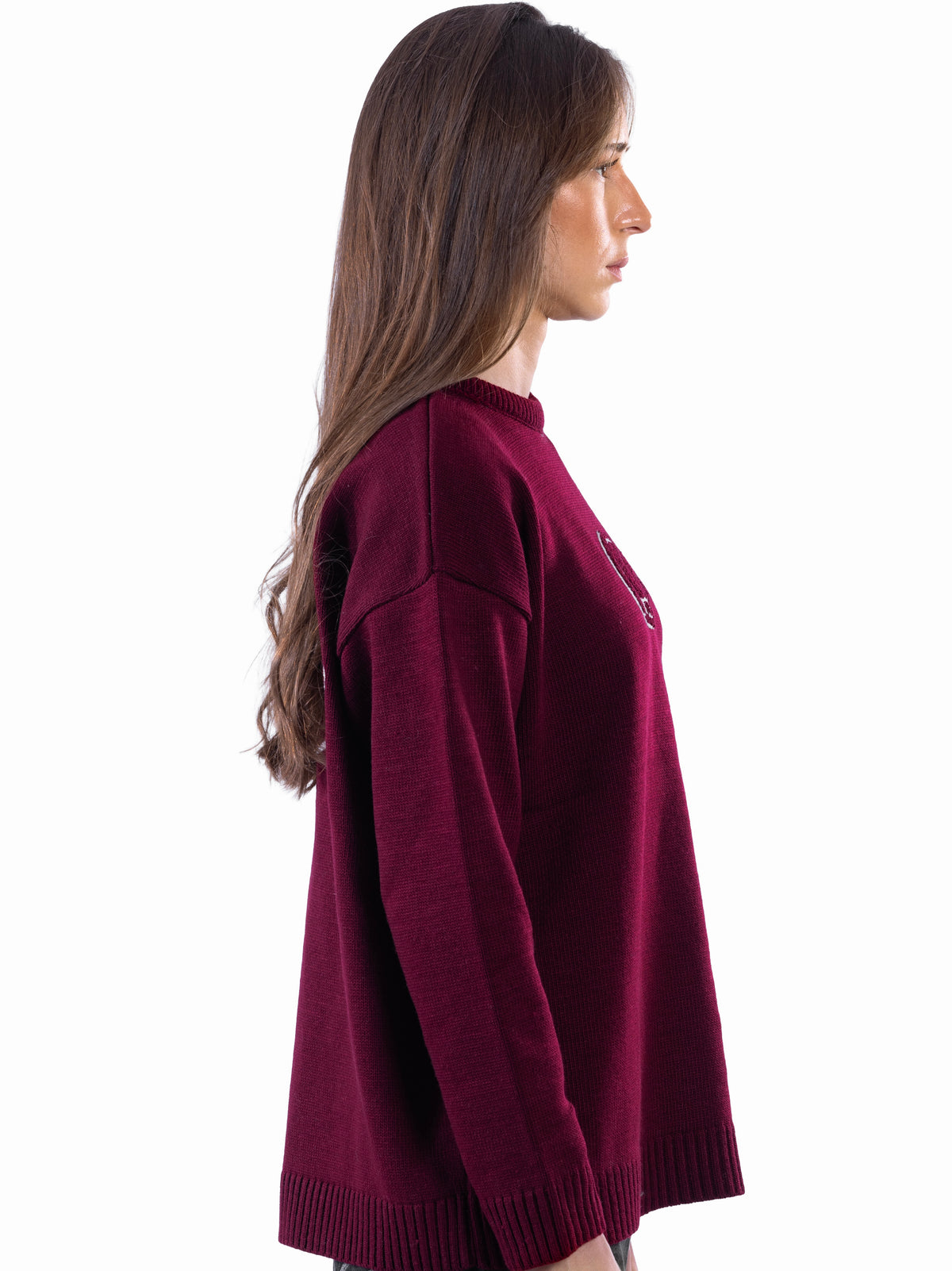 BURGUNDY VEGA EMBLEM KNIT
