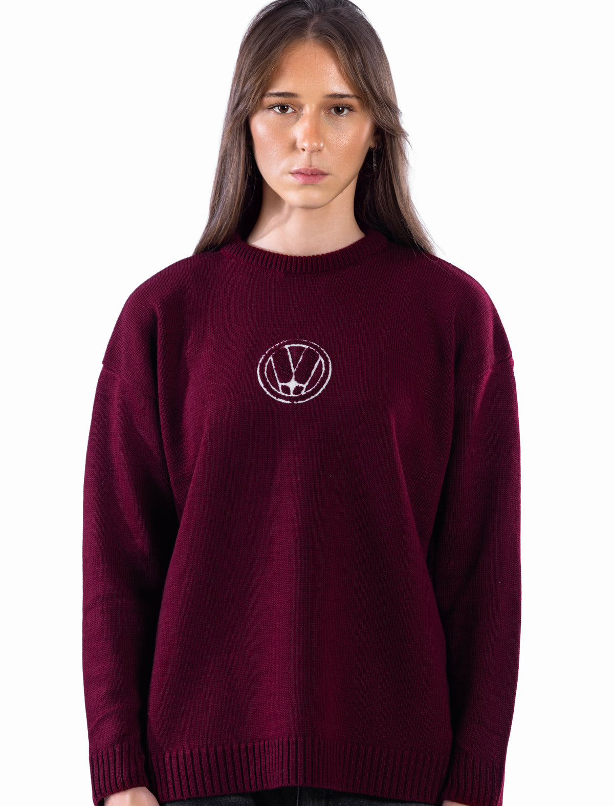 BURGUNDY VEGA EMBLEM KNIT