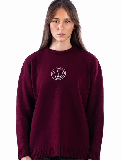 BURGUNDY VEGA EMBLEM KNIT